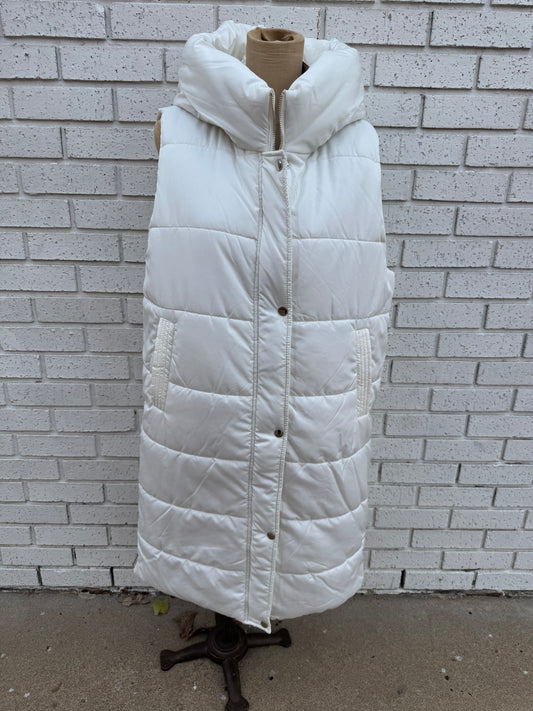 White Long Puffer Vest