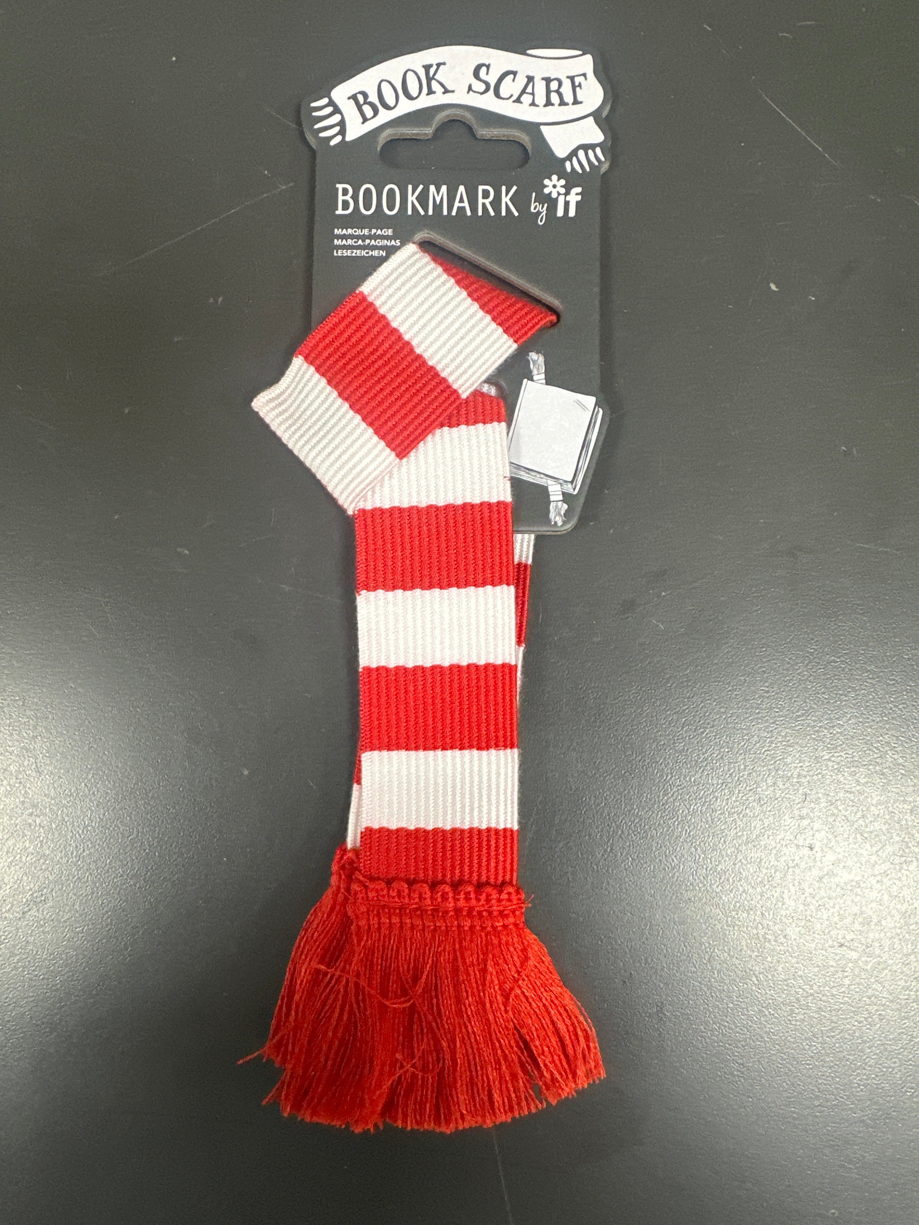 BOOK SCARF BOOKMARK - RED & WHITE
