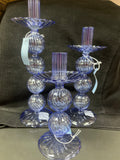 HANDBLOWN BLUE GLASS CANDLESTICK HOLDER