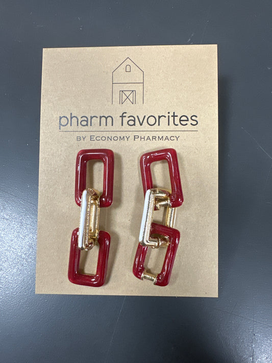 GAMEDAY LINKS EARRINGS - BURGANDY/WHITE