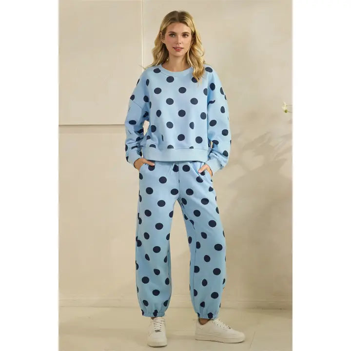 POLKA DOT CREW NECK 2PC SWEAT SET - Pharm Favorites by Economy Pharmacy