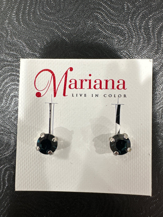 MARIANA EARRINGS - SLVR - BLUE CRYSTAL STUDS