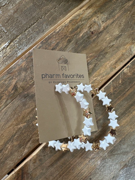 SAMANTHA STAR HOOP EARRINGS - WHITE