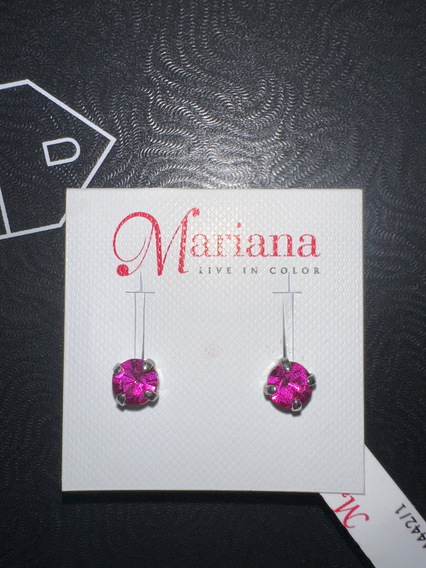 MARIANA EARRINGS - SLVR - FUCHSIA CRYSTAL EARRINGS