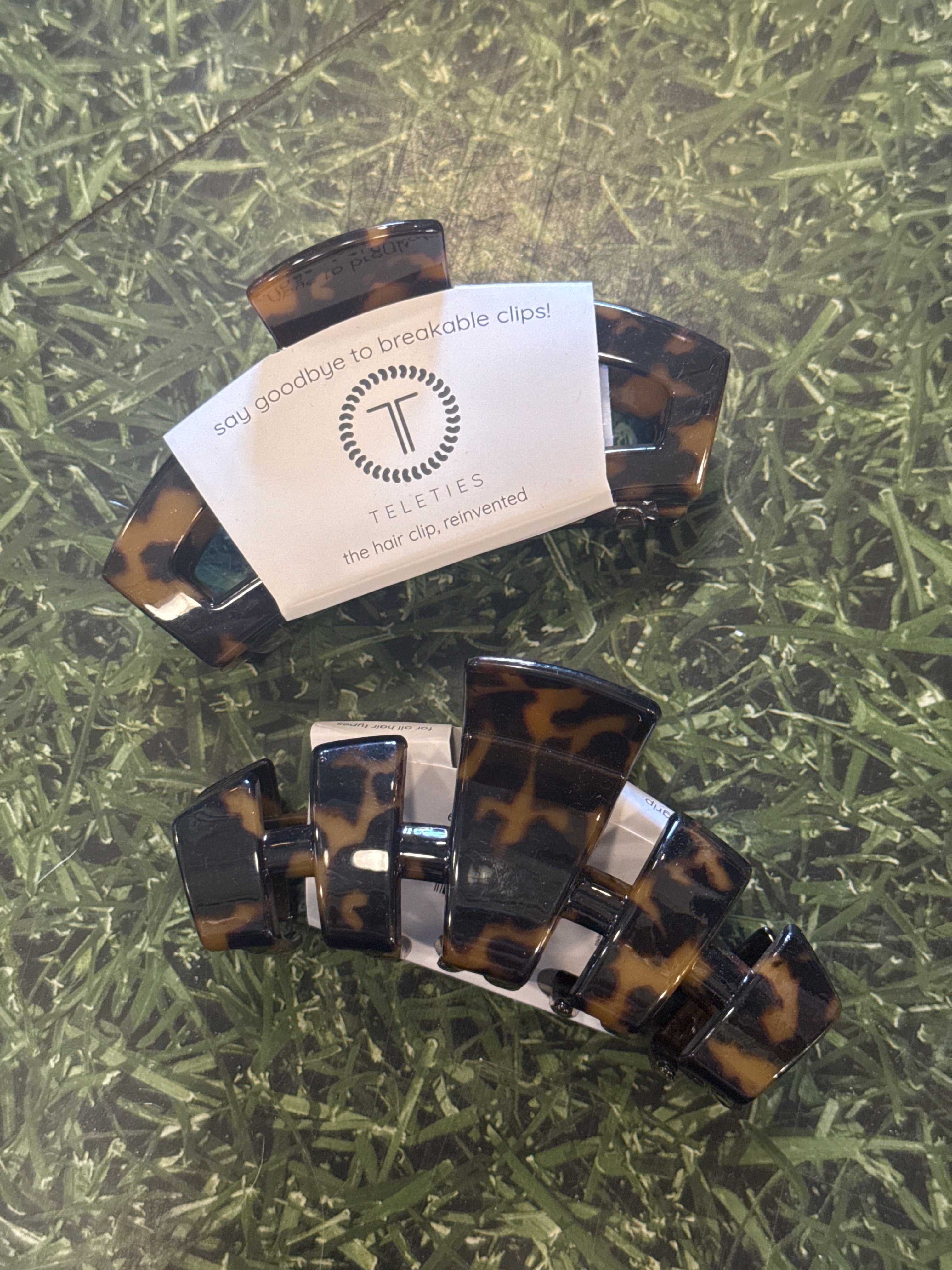 TELETIES OPEN HAIR CLIP - LARGE - TORTOISE