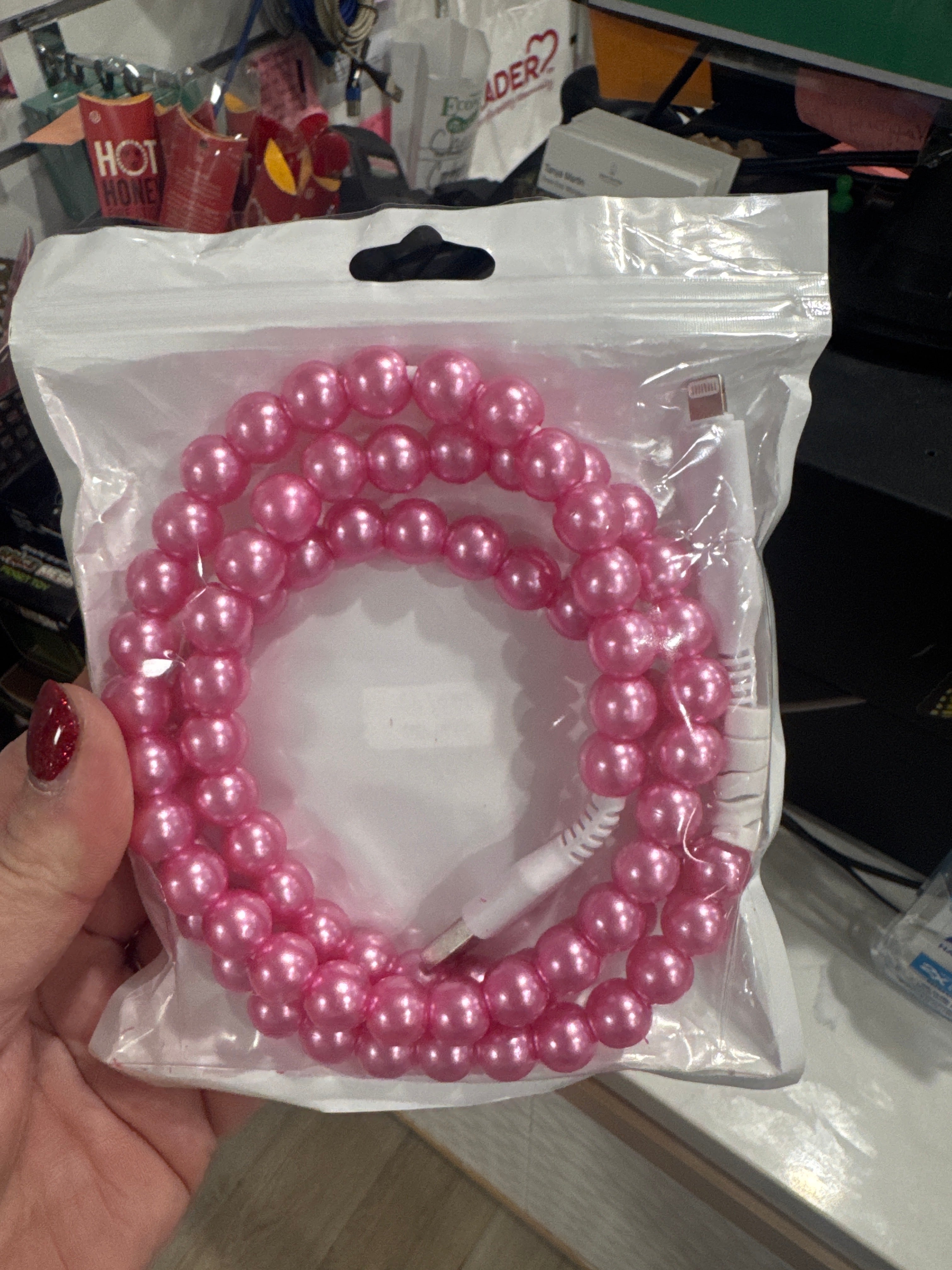 PINK PEARL PHONE CHARGER