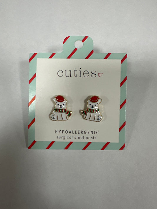 ENAMELED HOLIDAY POLAR EARRINGS