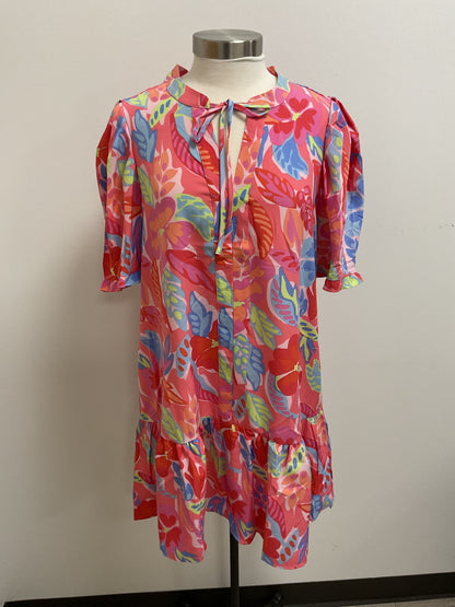 NATALIA FIJI BREEZE PRINT PINK MINI DRESS
