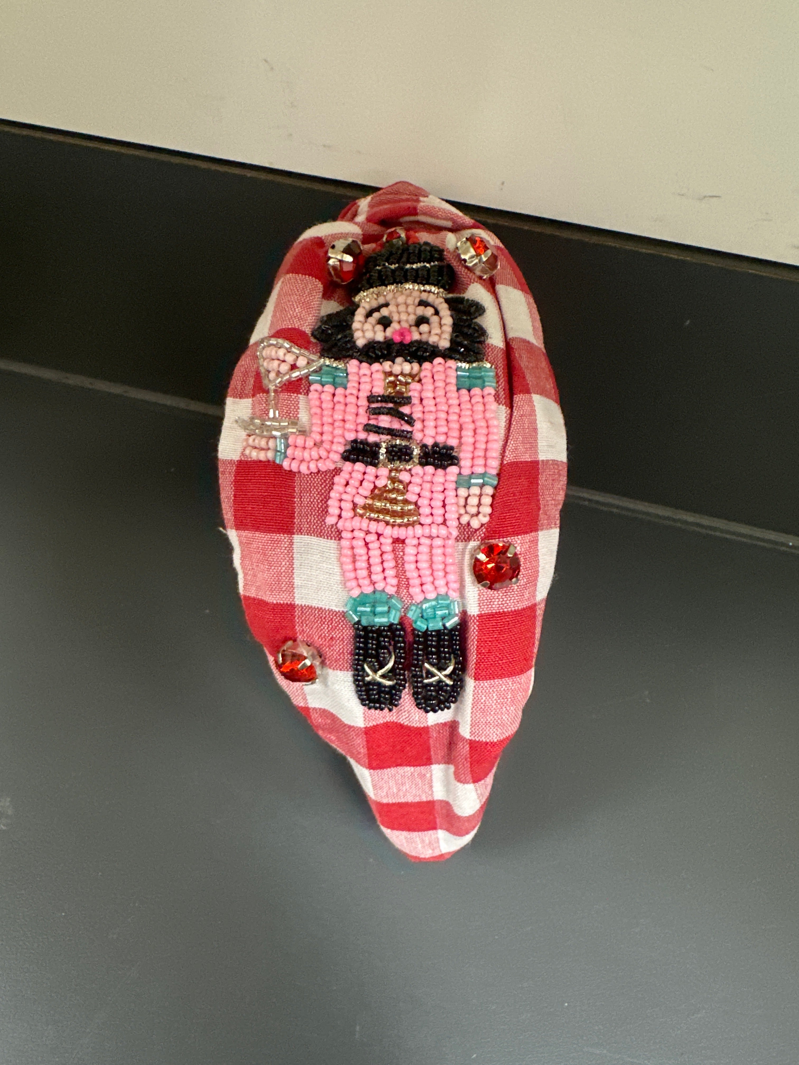 CHECKER NUTCRACKER HEADBAND - RED