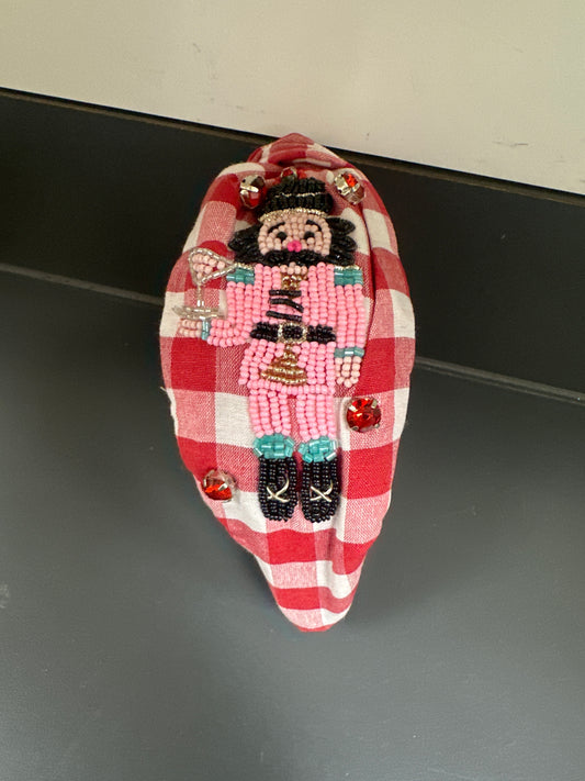 CHECKER NUTCRACKER HEADBAND - RED
