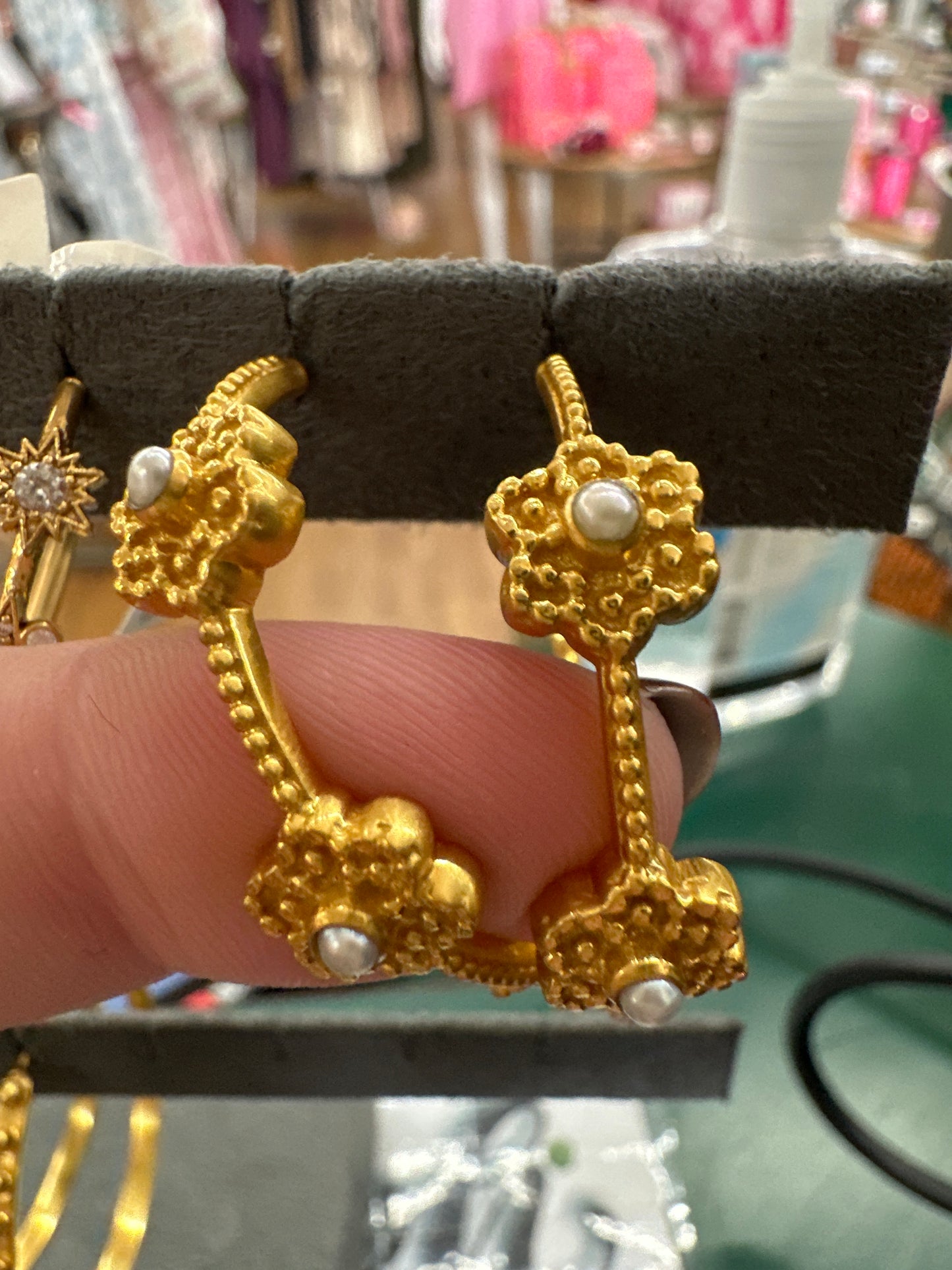 CELESTE HOOP GLD CZ & PRL - LARGE