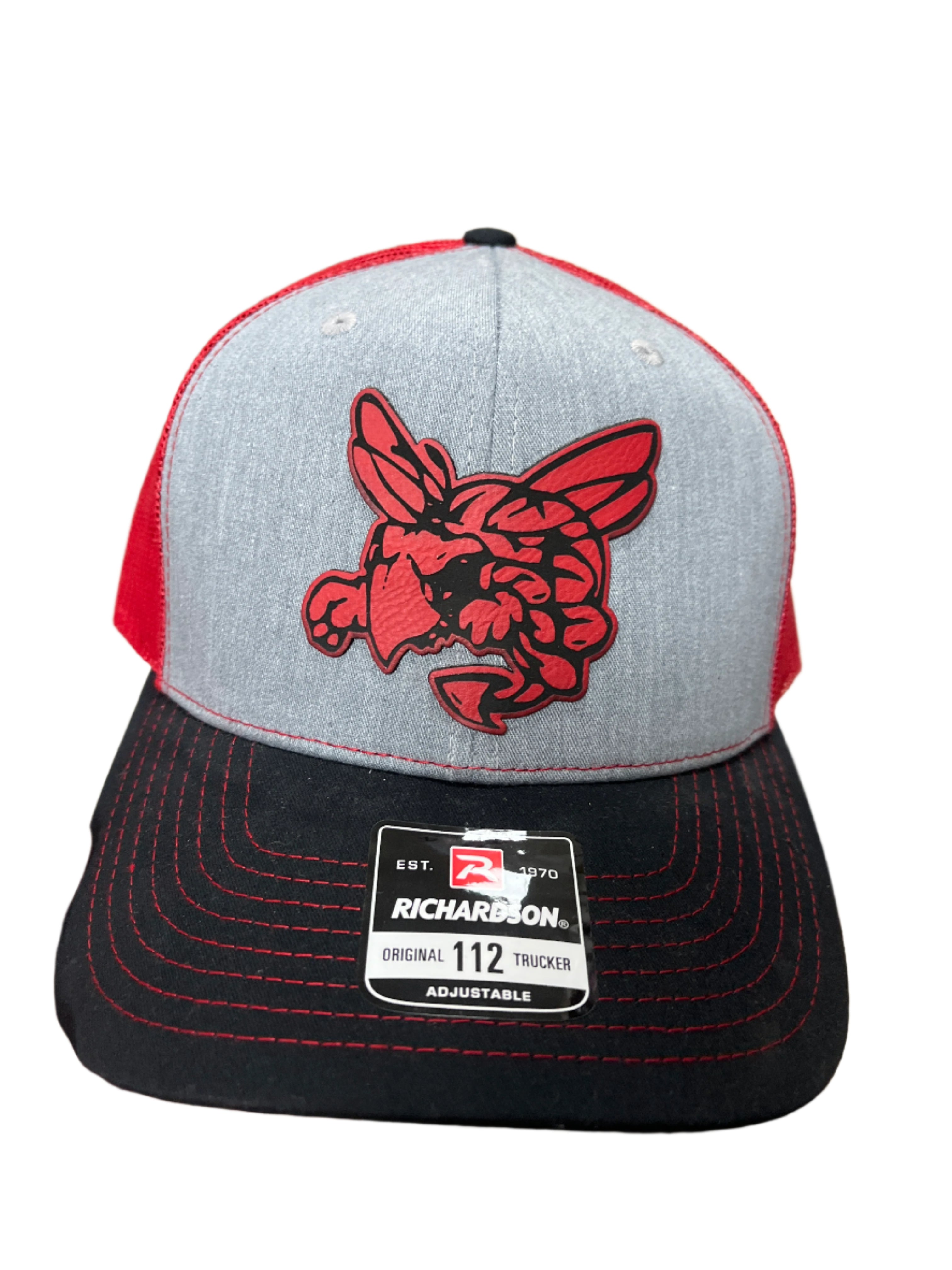 GRAY/BLACK/RED HAT WITH RED HORNET PATCH