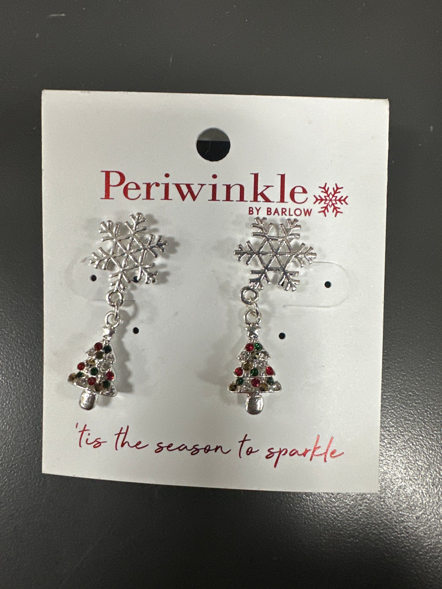 SILVER SNOWFLAKE WITH SMALL CHRISTMAS TREE EARRINGS