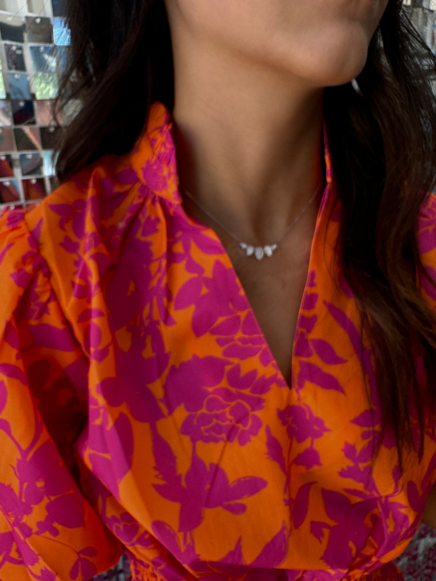 Orange & Fuchsia Floral Print Dress