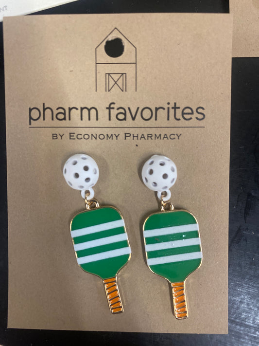 PICKLEBALL DROP EARRINGS - GRN