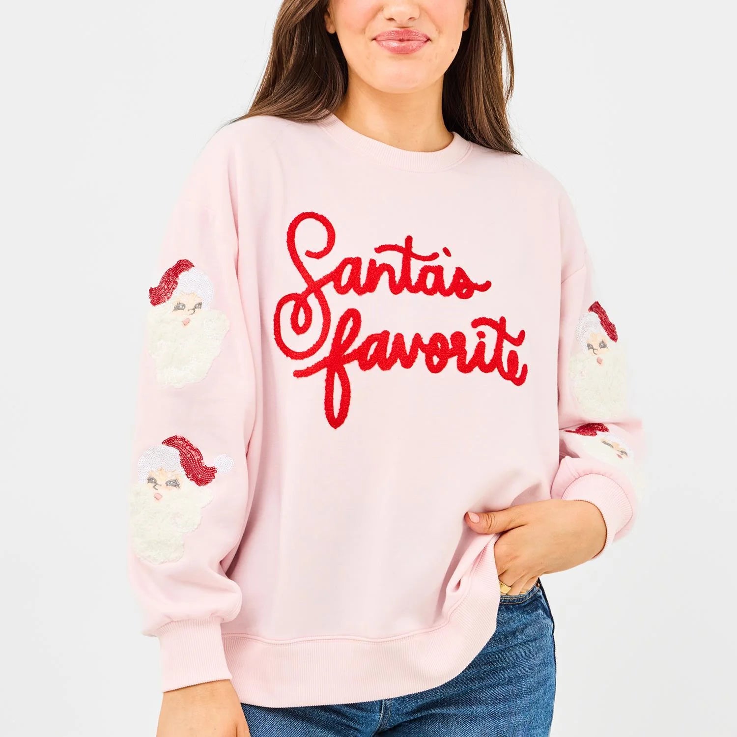 PINK SWEATSHIRT - SANTA'S FAVORITE