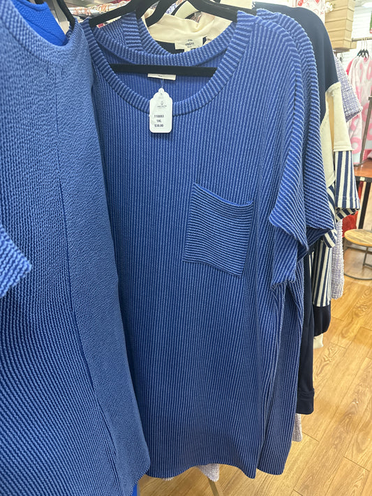 INDIGO RIBBED TSHIRT DRESS - 1XL