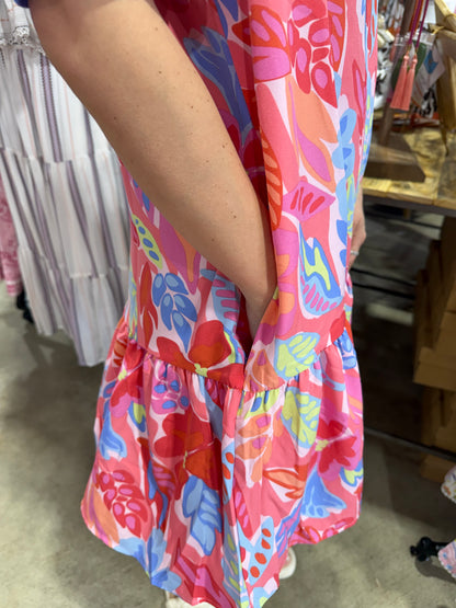 NATALIA FIJI BREEZE PRINT PINK MINI DRESS