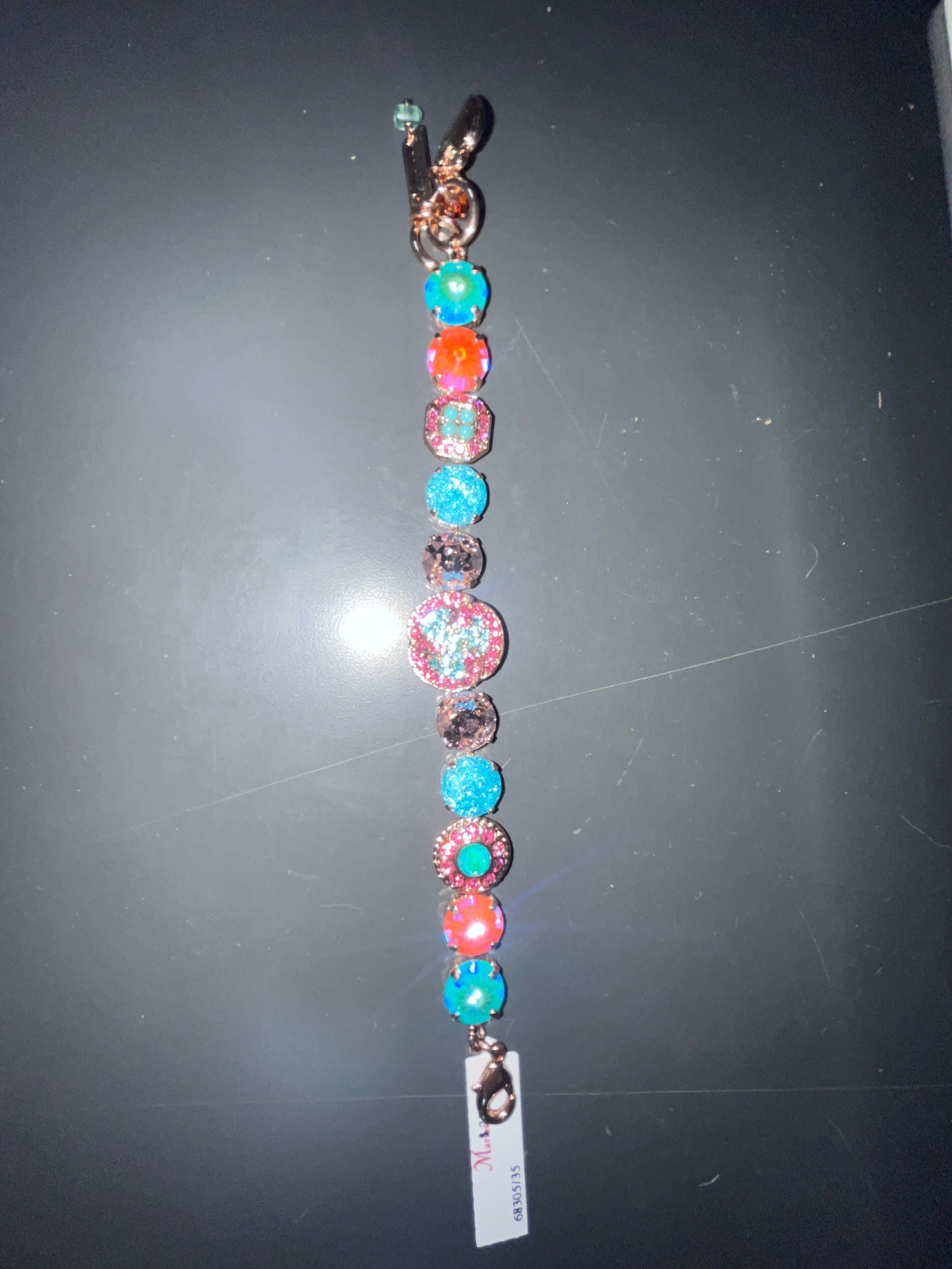 MARIANA - BRACELET - ROSE GOLD - PINK AND TURQUOISE MEDALLION