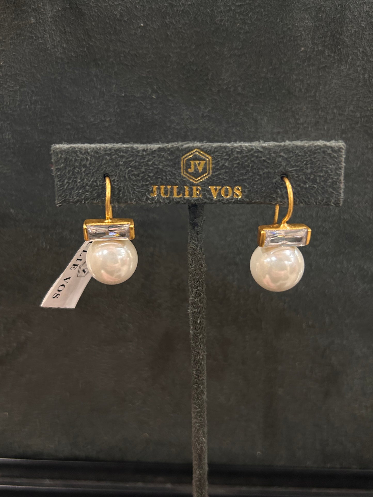 CHARLOTTE EARRINGS GOLD CZ & SHELL PEARL