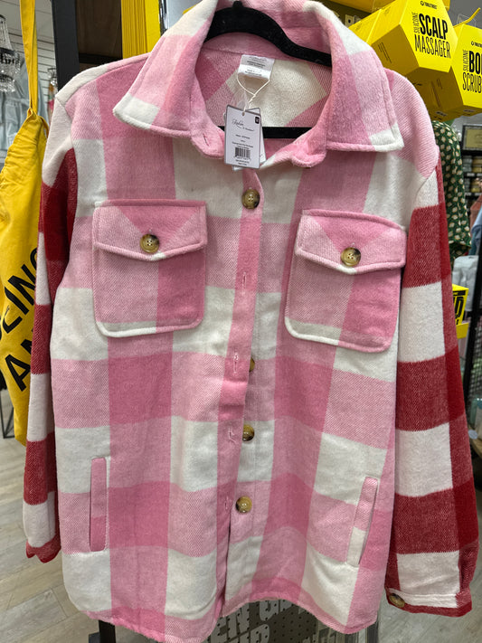 PASSIONATE RED & PINK PLAID SHACKET