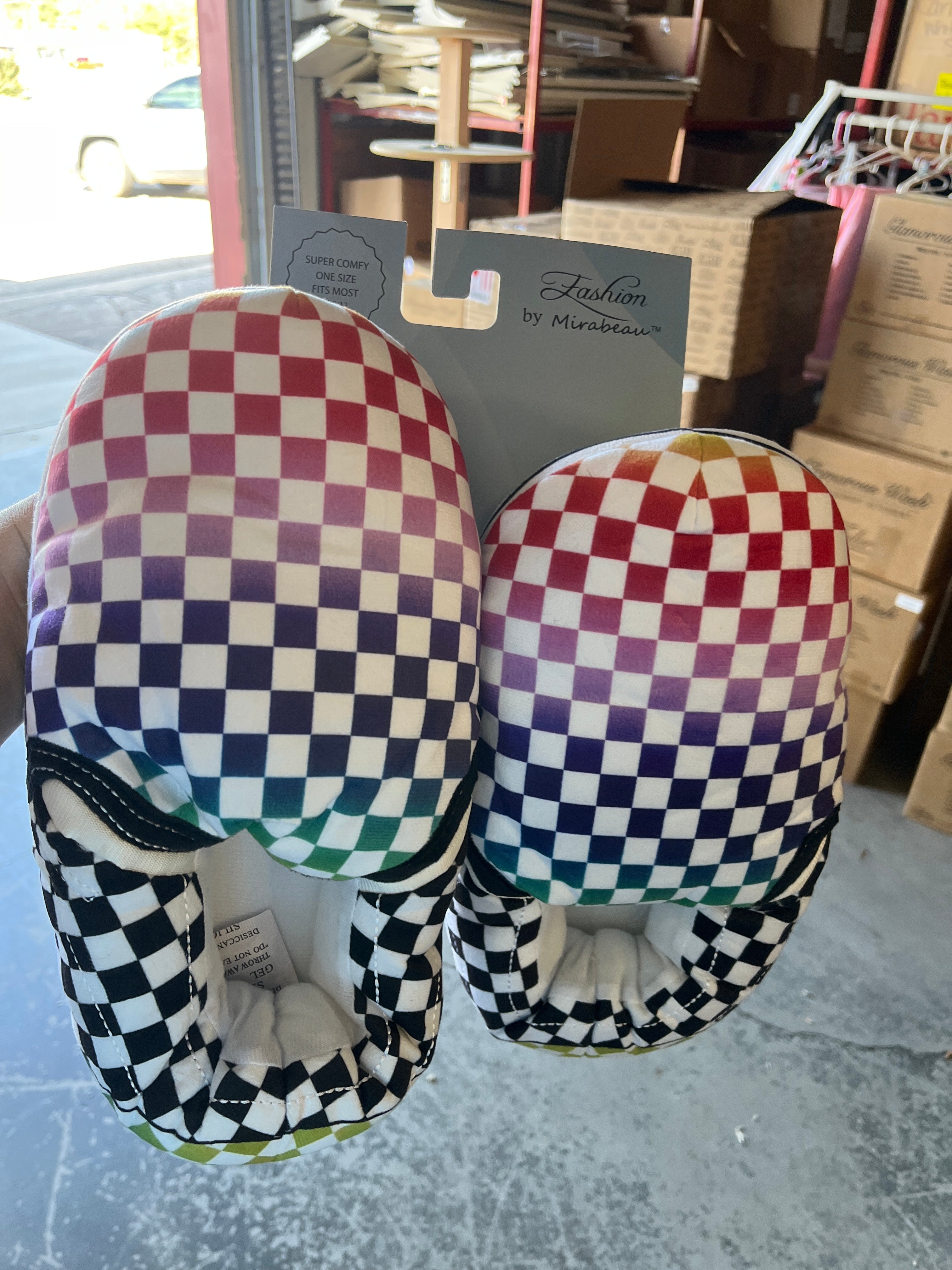 Multi-Color Checkered Oversized Sneakers Slippers