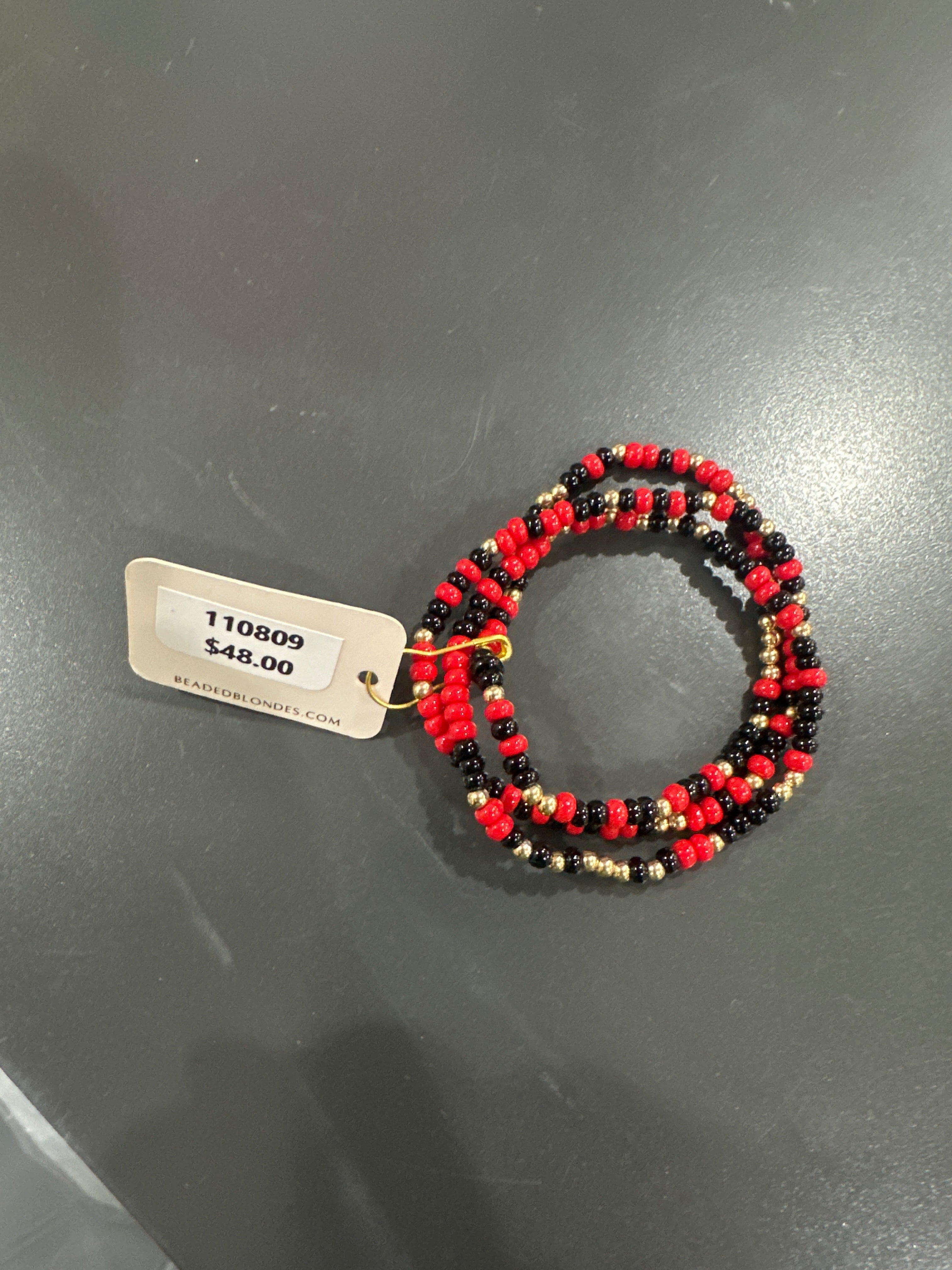 GAME DAY SPRINKLE BRACELET 3PK - RED & BLACK