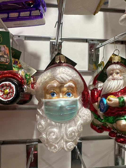 CHRISTMAS ORNAMENT SANTA WITH FACE MASK