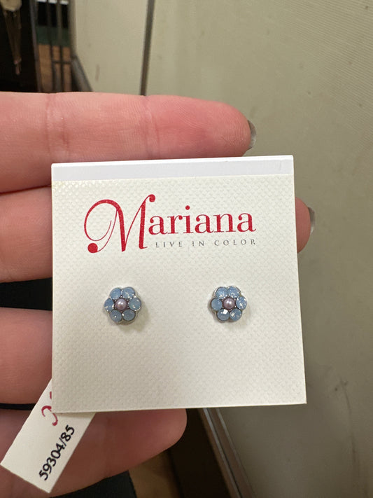 MARIANA EARRINGS -SLVR - SM FLOWER LT BLUE & LILAC