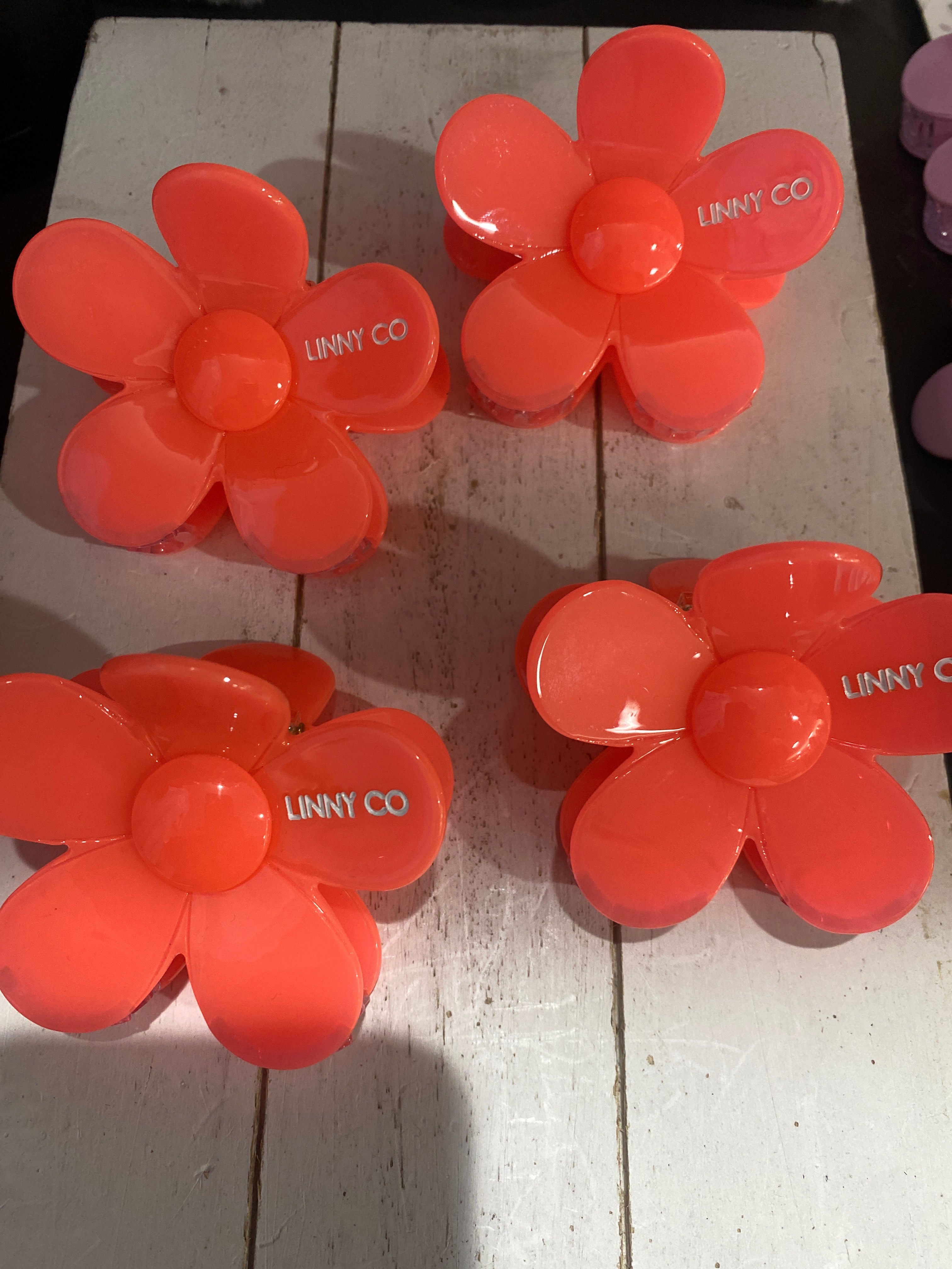 FLOWER HAIR CLIP - GIGI - NEON WATERMELON