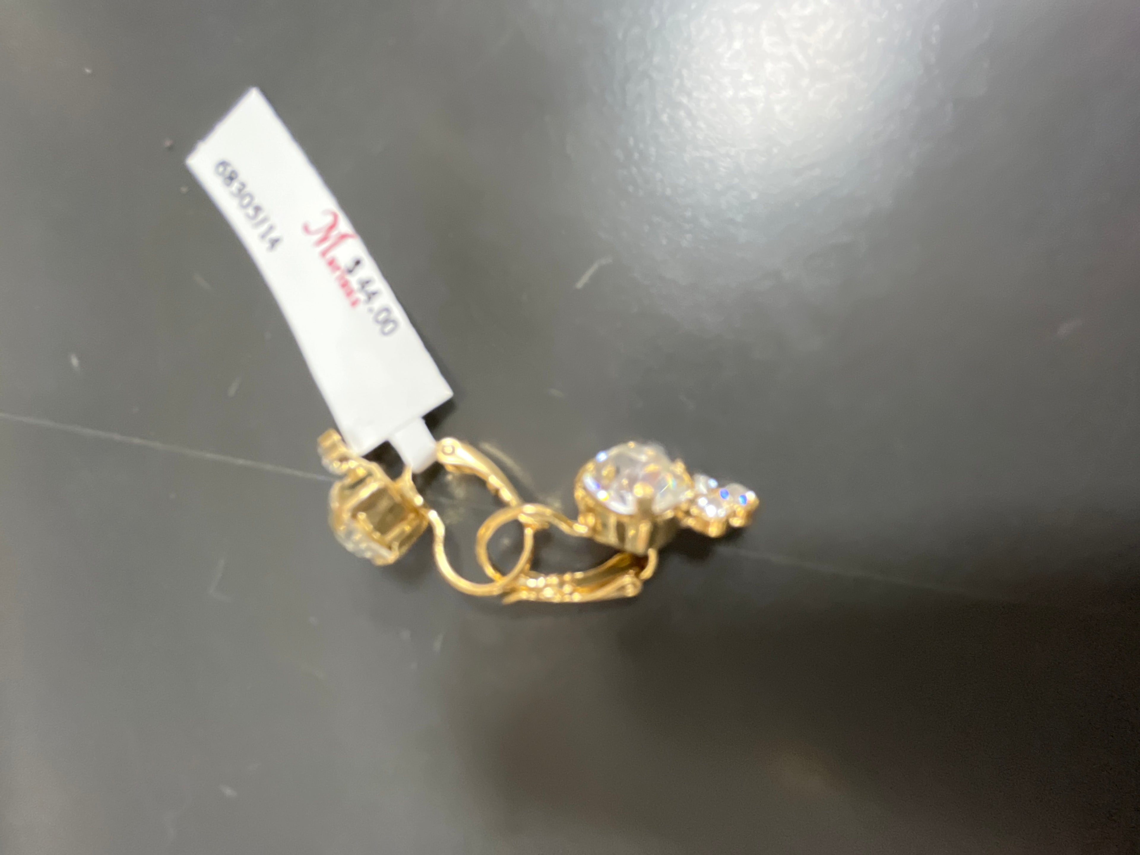 MARIANA - EARRINGS - GOLD - CLEAR OVAL STONE WITH SMALL STONES