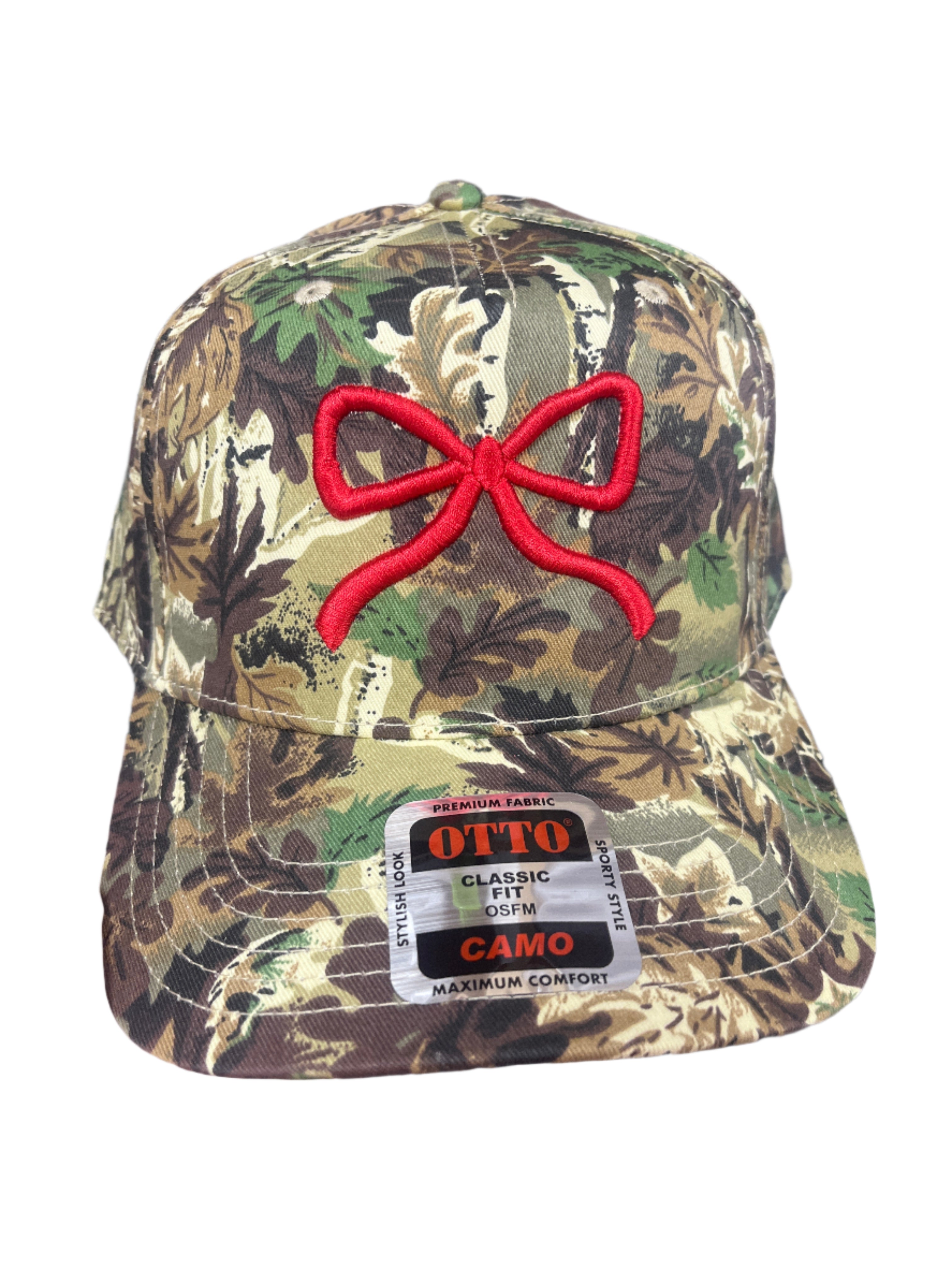 CAMO HAT W/RED BOW