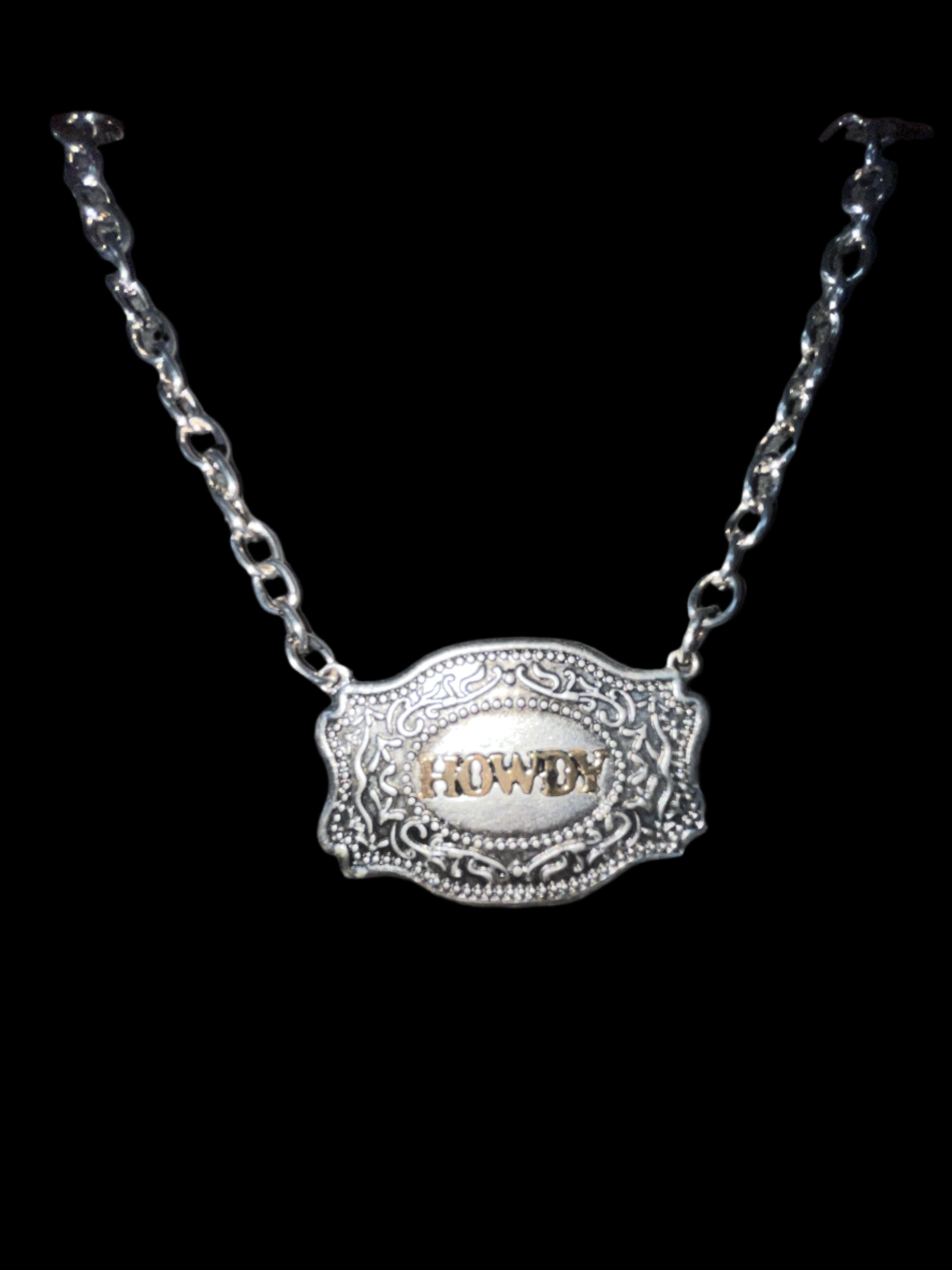 HOWDY WESTERN BELT BUCKLE NECKLACE