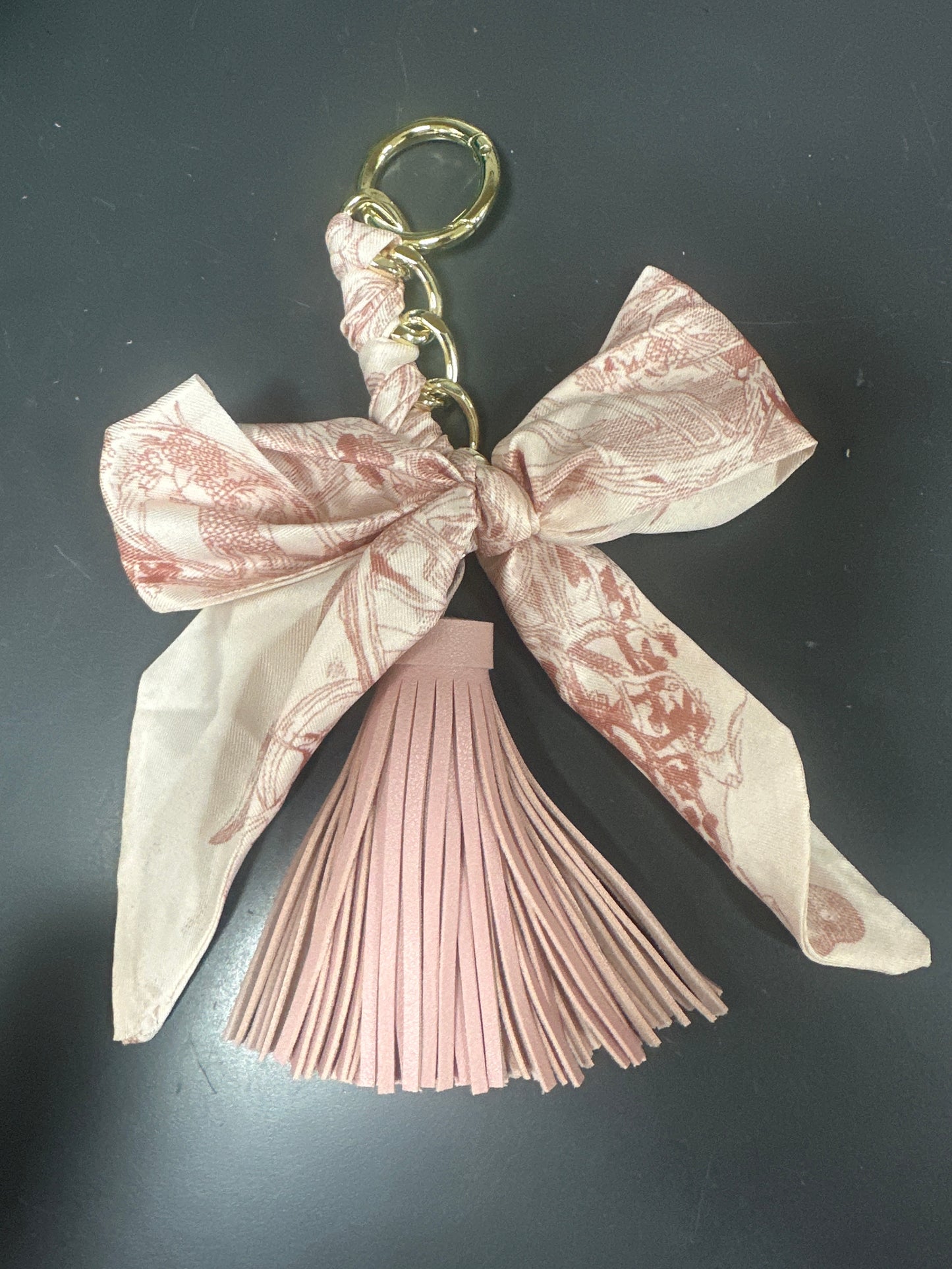 BOW SCARF WITH TASSEL PURSE CHARM