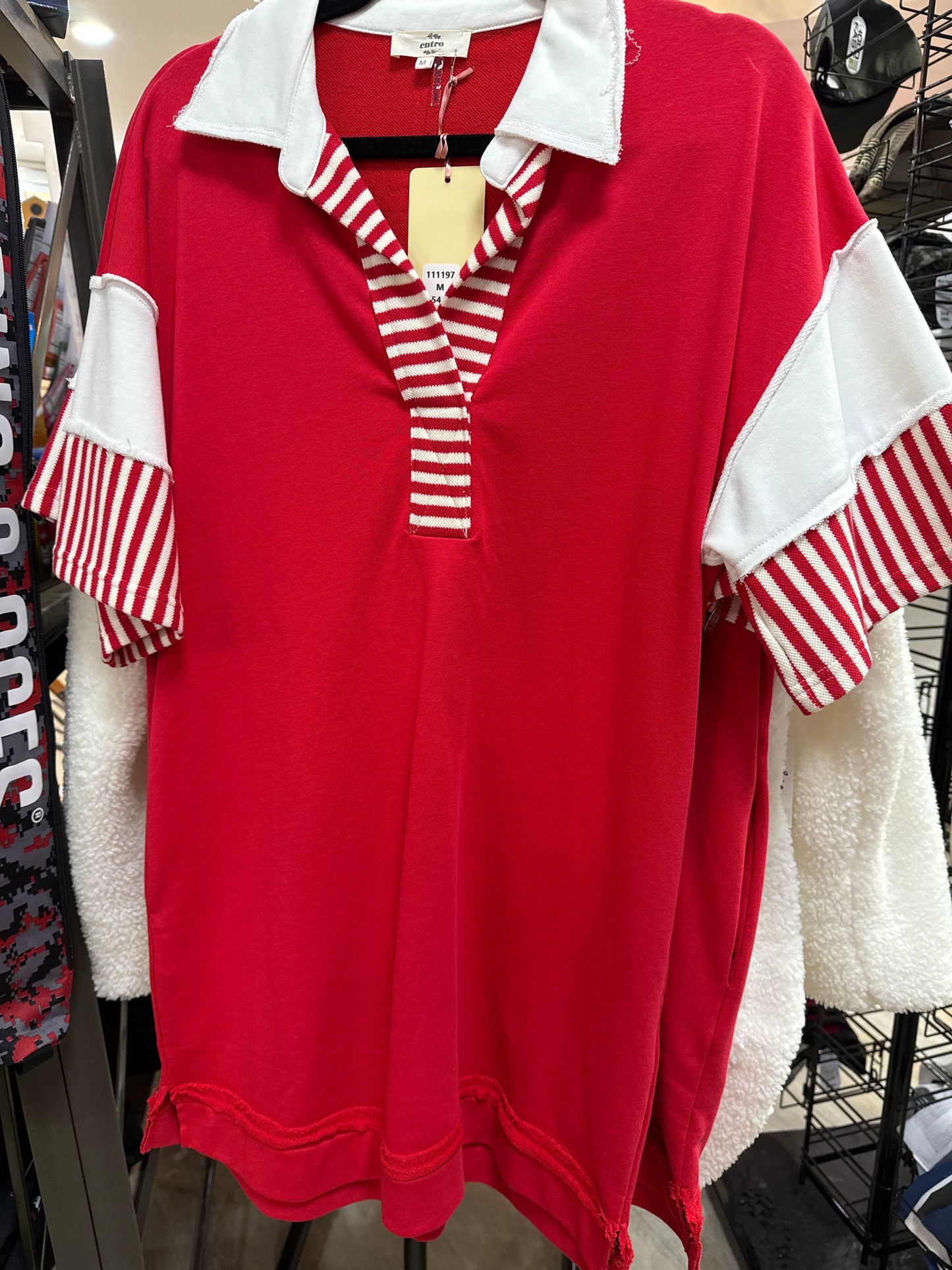 RED/WHITE STRIPE POLO SHIRT DRESS