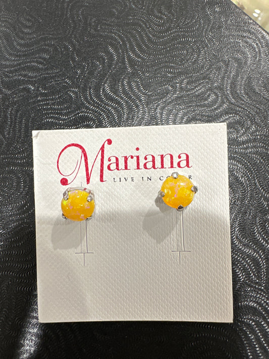 MARIANA EARR-SLVR STUDS-LT ORANGE FIRESTONE