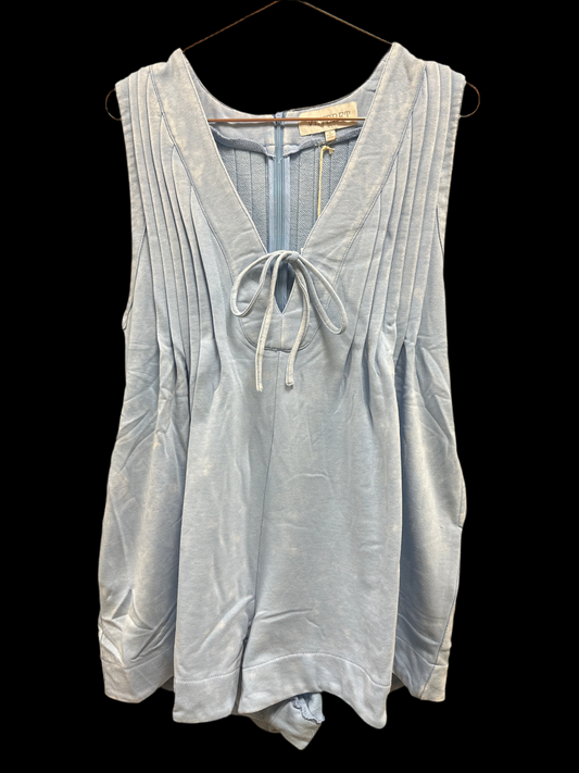 BLUE FRENCH TERRY SLEEVELESS V-NECK ROMPER