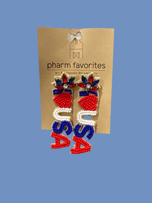 I Love the USA Beaded Earrings