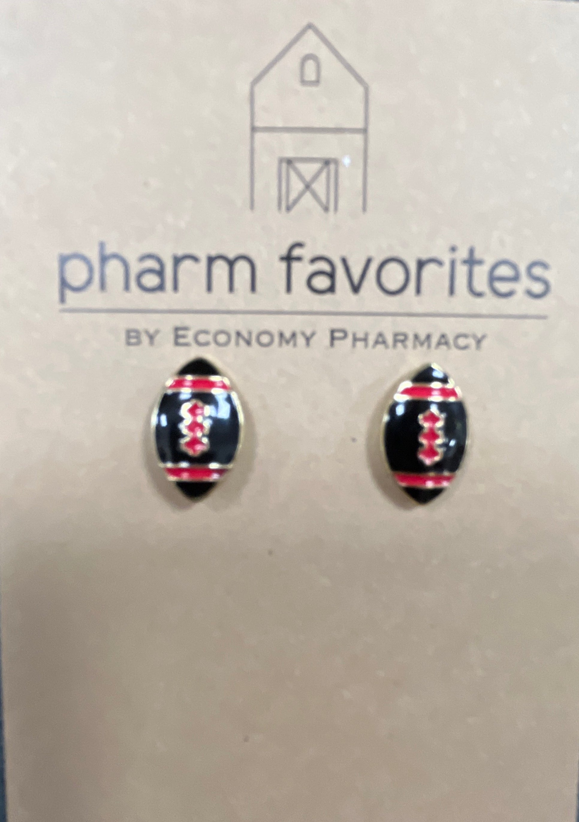 BLACK & RED FOOTBALL STUD EARRINGS
