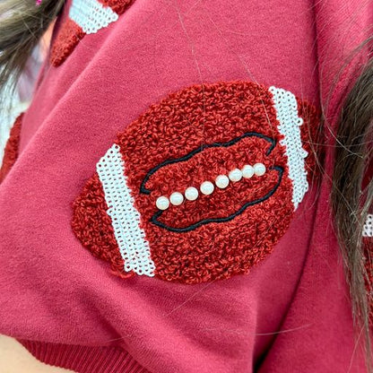 Crimson Fuzzy Football Set