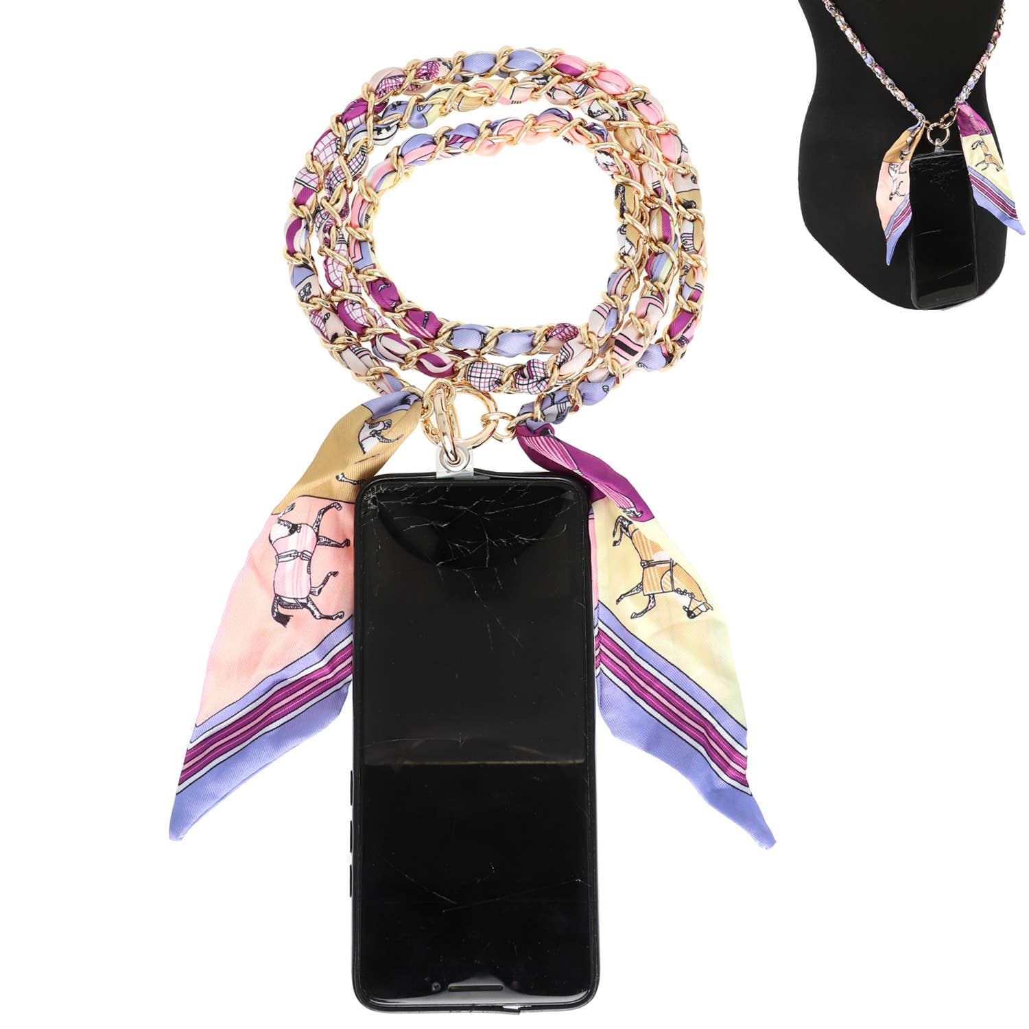 Printed Scarf Cellphone Crossbody Attachment