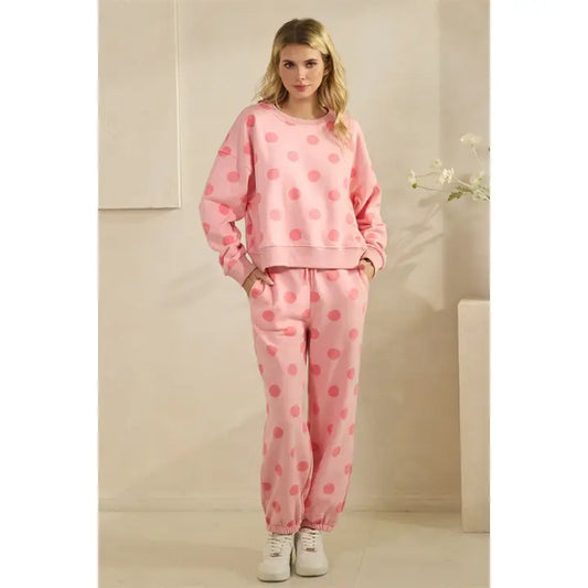 POLKA DOT CREW NECK 2PC SWEAT SET - Pharm Favorites by Economy Pharmacy