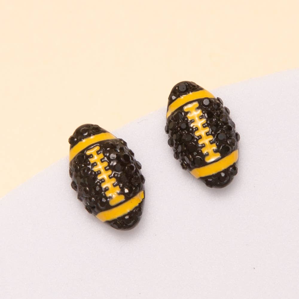 Gameday Two-Tone Rhinestone Pave Football Stud Earrings
