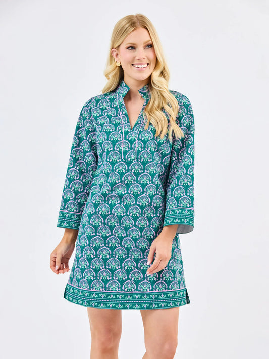 BRENDA DRESS - SUNSHOWER FLORA OCEAN