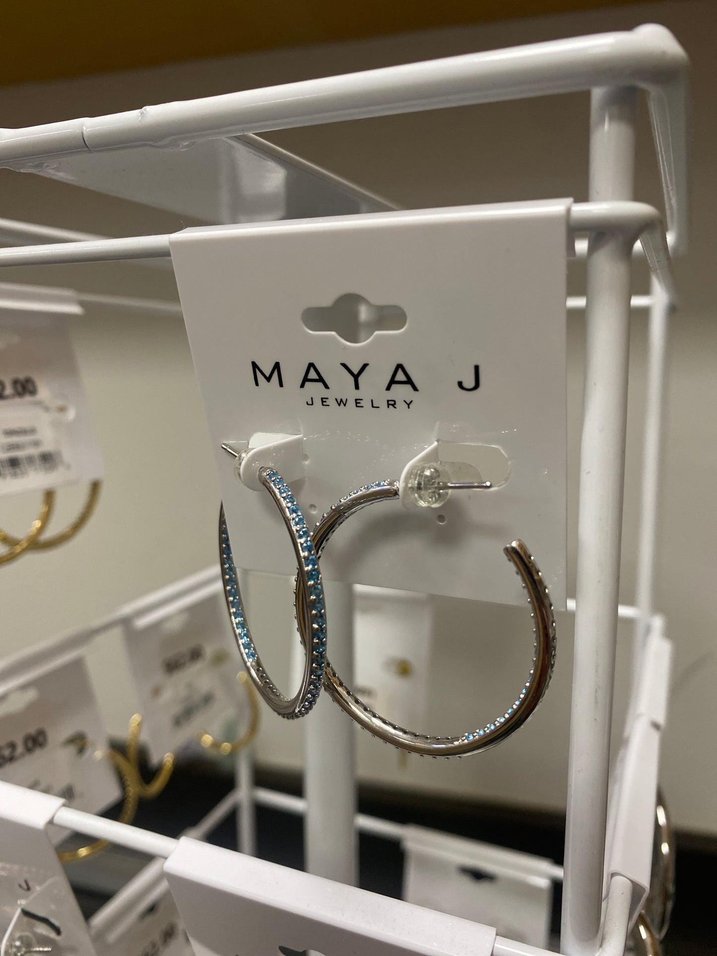 SILVER HOOPS -BLUE