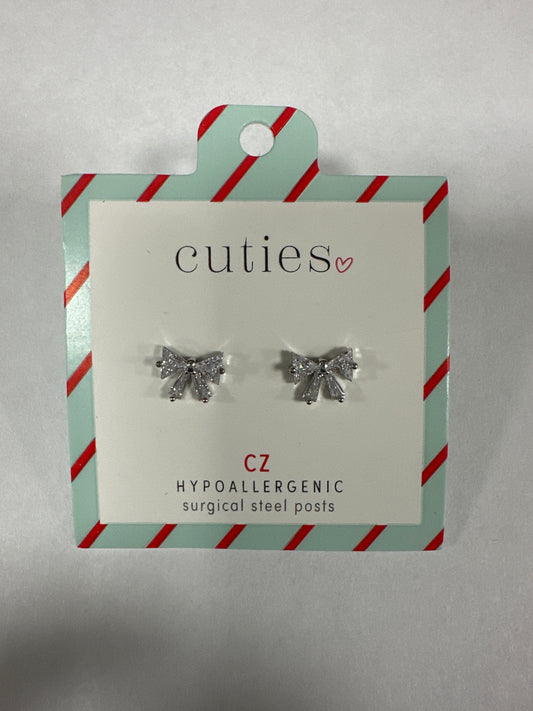 SPARKLING CZ BOWS EARRINGS
