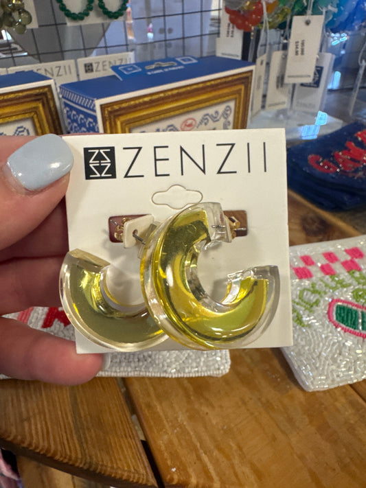 CHUNKY FOIL LUCITE OPEN HOOP EARRINGS - GOLD