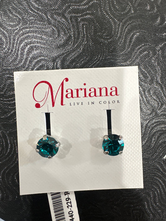 MARIANA EARRINGS - SILVER - TEAL CRYSTAL STUDS