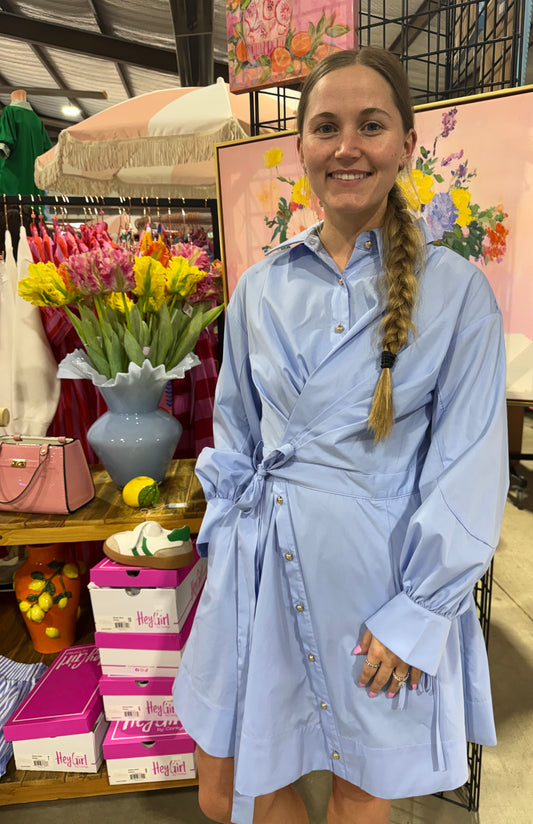CHAMBRAY WRAP DRESS