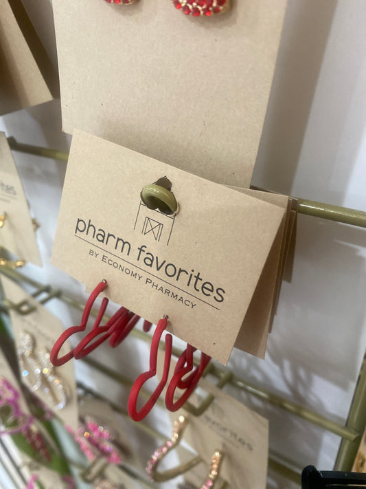 RED HEART OUTLINE EARRINGS